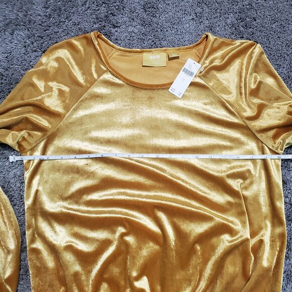 NWT Maeve Anthropologie Velvet Sunflower Yellow Soft Sweatshirt - Small - Picture 5 of 9
